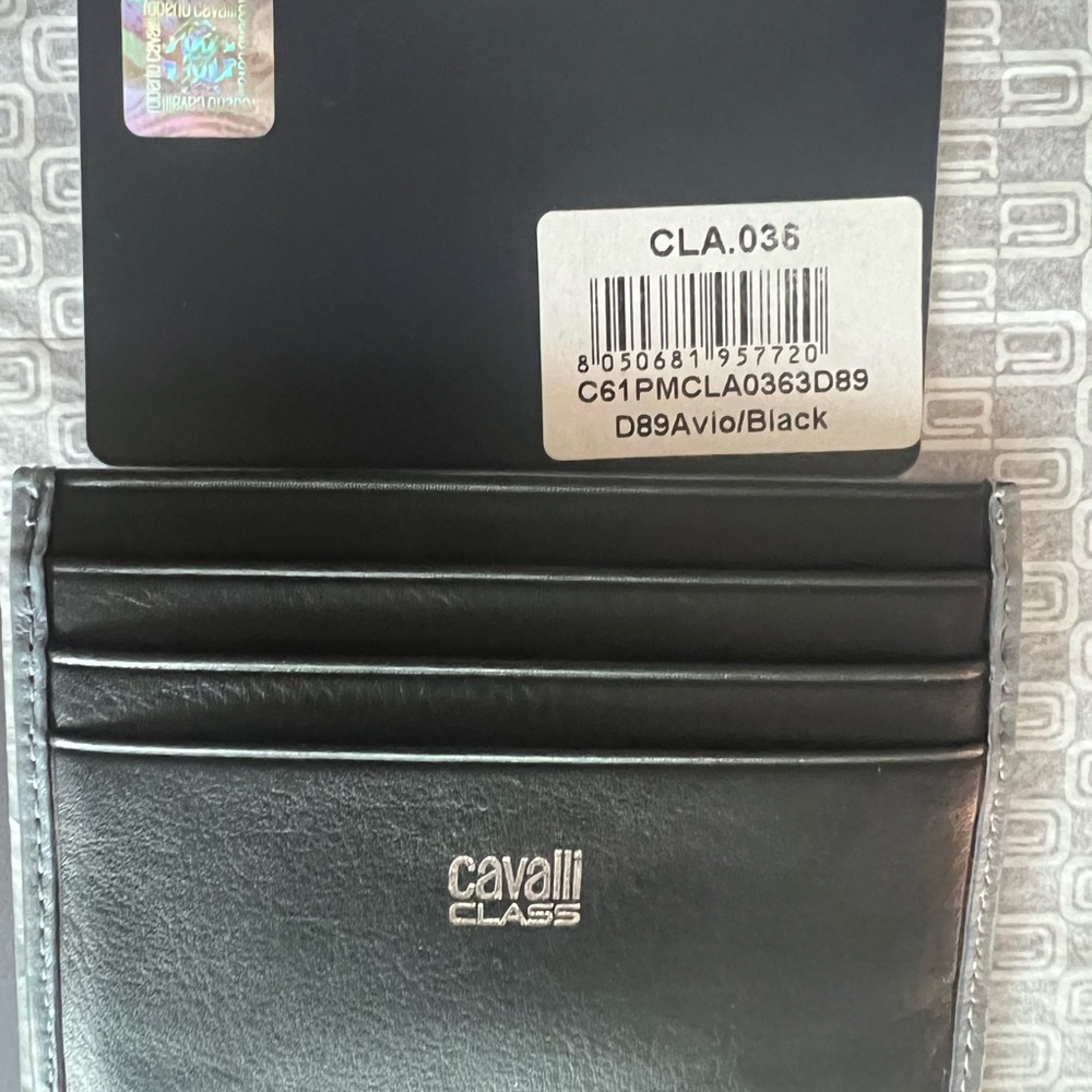 Blue Leather Wallet with Silver Accent